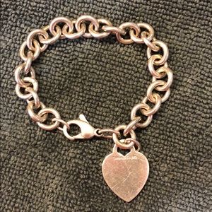 Tiffany&co link bracelet with heart tag
